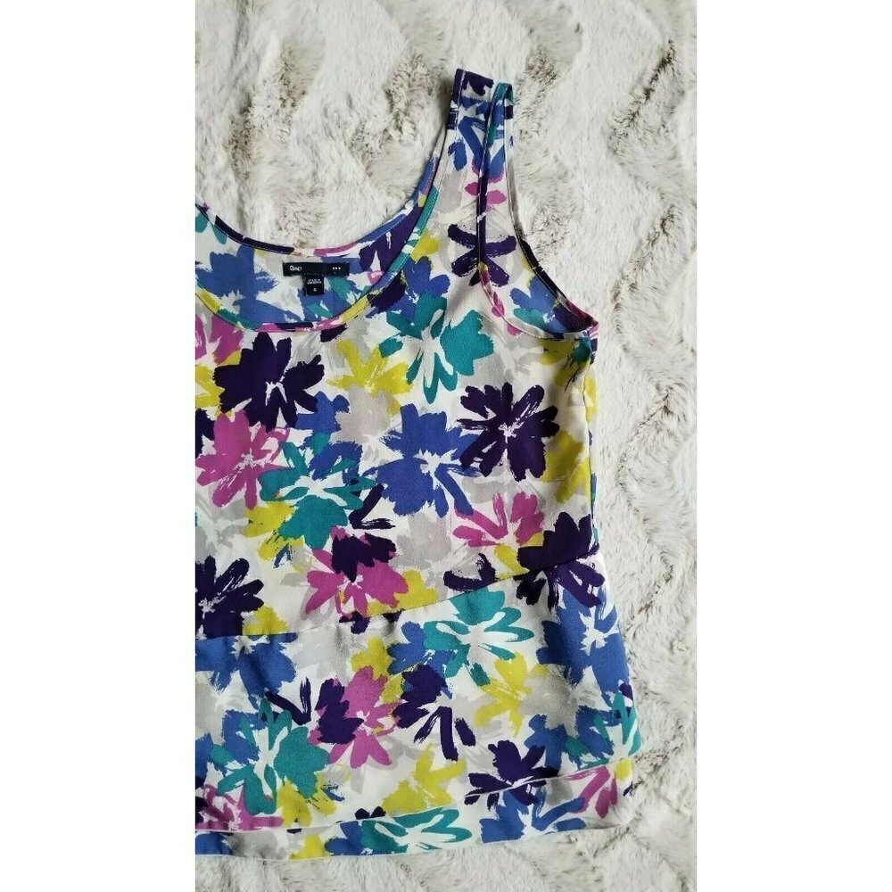 Gap White Springtime Multicolor Floral Sleeveless Top Size S - Picture 2 of 9